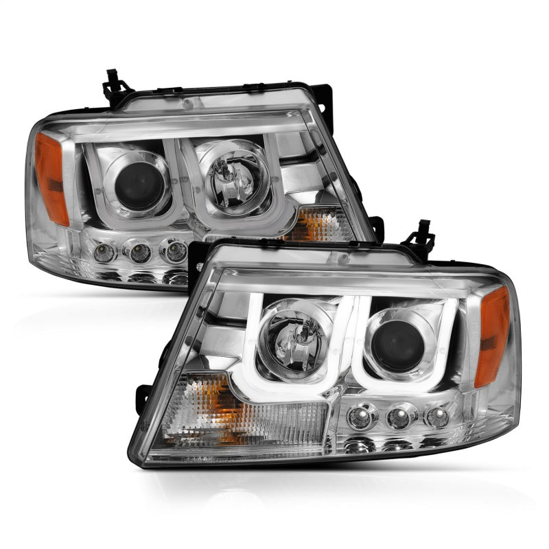ANZO 111287 2004-2008 Ford F-150 Projector Headlights w/ U-Bar Chrome
