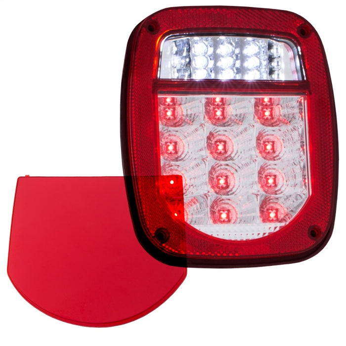 ANZO 861082 1976-1985 Jeep Wrangler LED 2 Lens - Red/Clear, Chrome