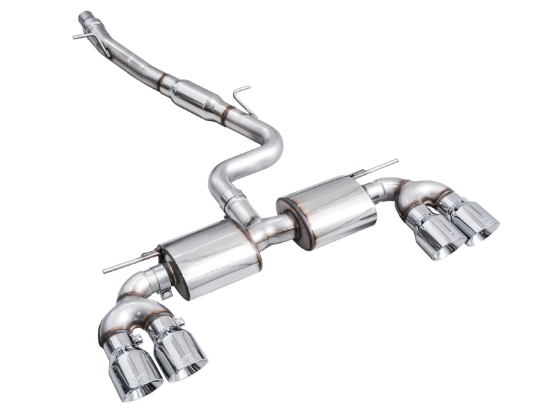AWE Tuning 3015-42658 AWE MK8 Volkswagen Golf R 3in Touring Edition Quad Exhaust - Chrome Silver Tips