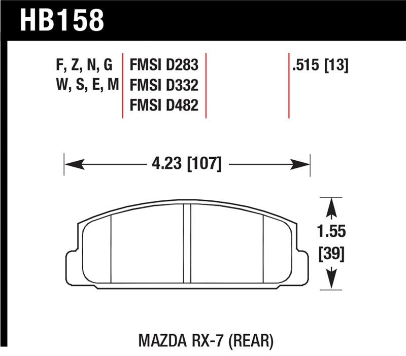 Hawk Performance HB158B.515 Hawk 2003-2005 Mazda 6 HPS 5.0 Rear Brake Pads
