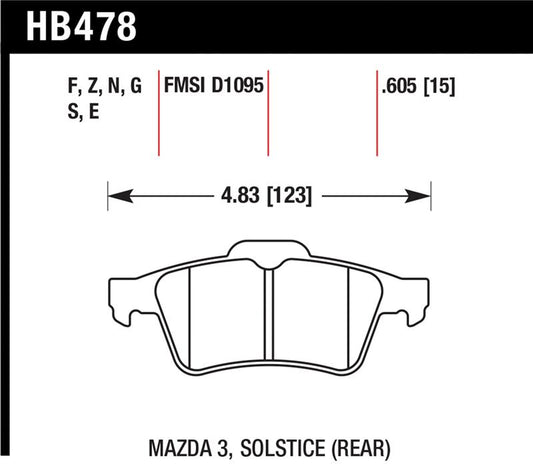 Hawk Performance HB478N.605 Hawk 13-14 Ford Focus ST / Mazda/ Volvo HP+ Street Rear Brake Pads