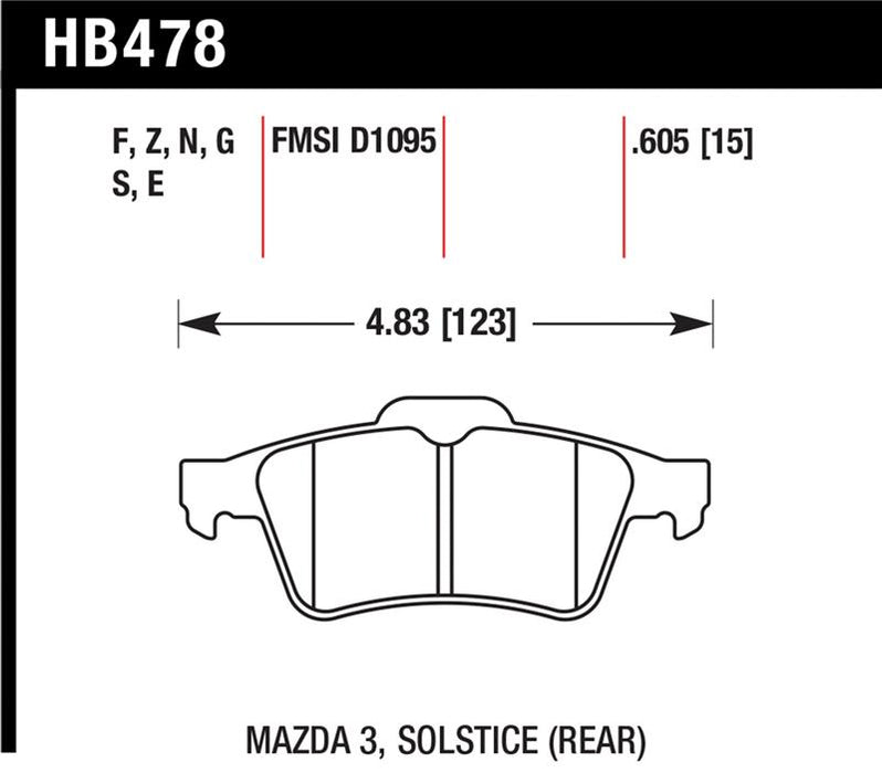 Hawk Performance HB478N.605 Hawk 13-14 Ford Focus ST / Mazda/ Volvo HP+ Street Rear Brake Pads