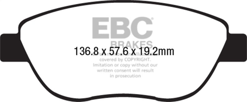EBC DP32212C 14-17 Fiat 500 Redstuff Ceramic Low Dust Front Brake Pads