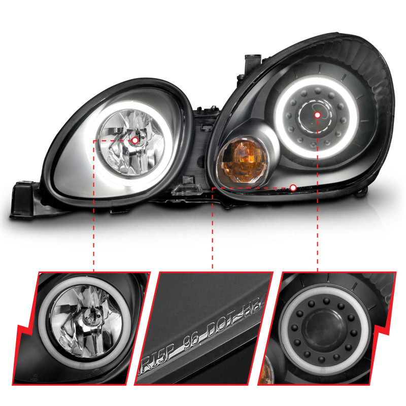 ANZO 121144 1998-2005 Lexus Gs300 Projector Headlights w/ Halo Black