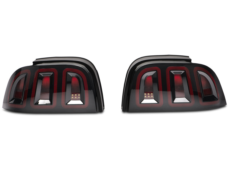 Raxiom 389876 96-98 Ford Mustang Icon LED Tail Lights- Black Housing (Smoked Lens)