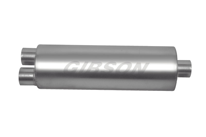 Gibson 788050S SFT Superflow Dual/Center Round Muffler - 8x24in/3in Inlet/4in Outlet - Stainless