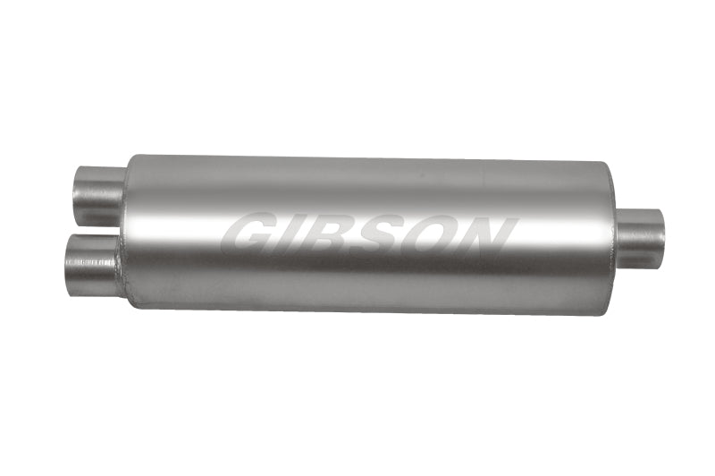 Gibson 788050S SFT Superflow Dual/Center Round Muffler - 8x24in/3in Inlet/4in Outlet - Stainless