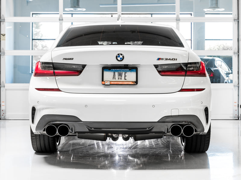 AWE Tuning 3015-42148 2019+ BMW M340i (G20) Non-Resonated Touring Edition Exhaust - Quad Chrome Silver Tips