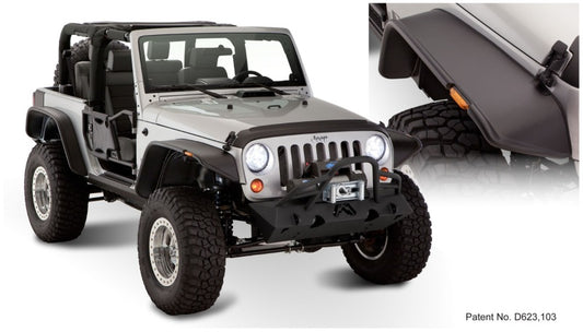 Bushwacker 10919-07 07-18 Jeep Wrangler Flat Style Flares 4pc Fits 2-Door Sport Utility Only - Black