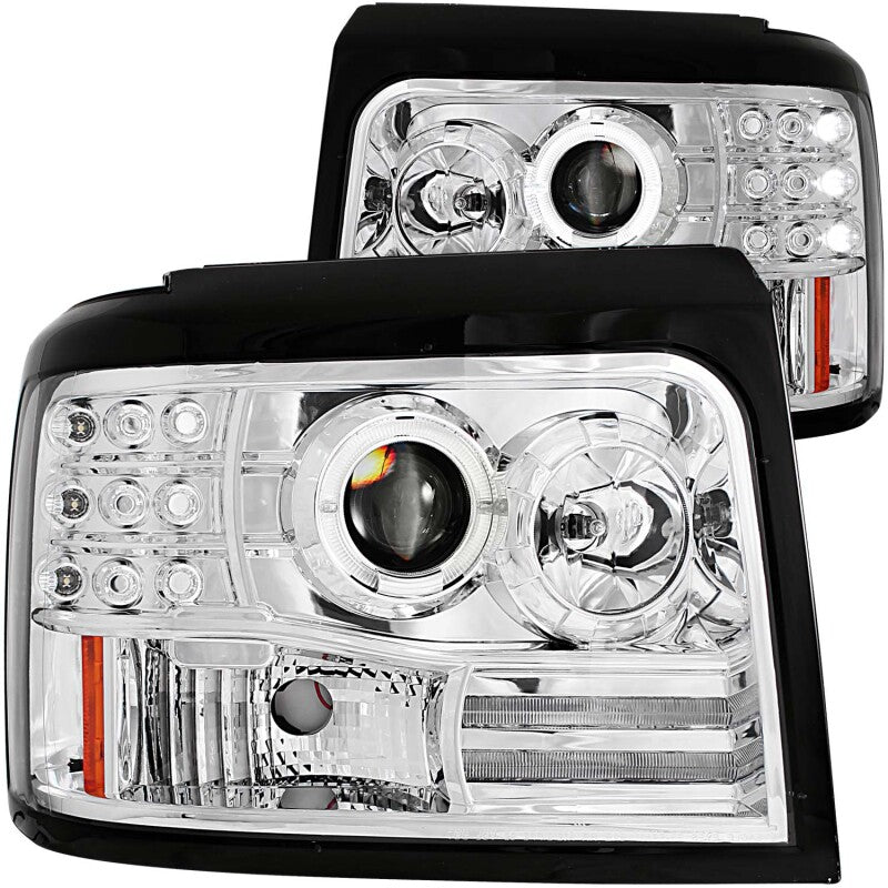ANZO 111183 1992-1996 Ford F-150 Projector Headlights w/ Halo Chrome w/ Side Markers and Parking Lights