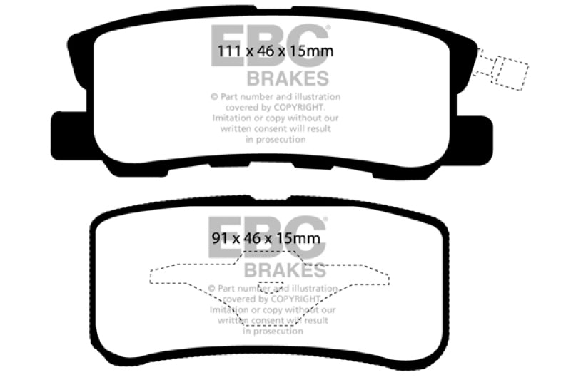 EBC DP41407R 11-14 Chrysler 200 3.6 Yellowstuff Rear Brake Pads