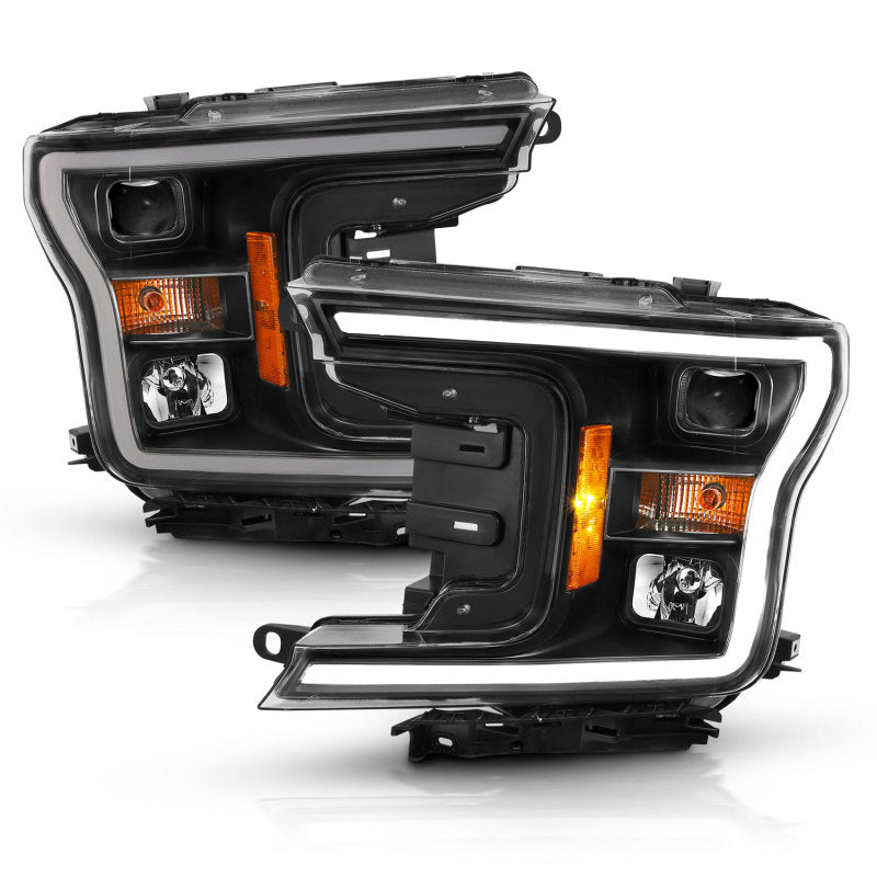 ANZO 111467 2018-2019 Ford F-150 Projector Plank Style H.L. Black Amber (Without Switchback)