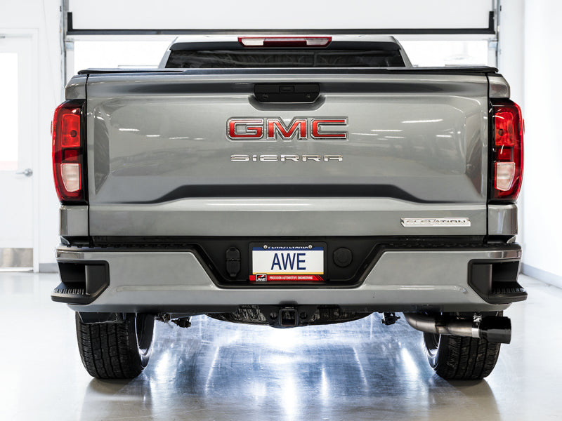 AWE Tuning 3015-23208 4th Gen GM 1500 5.3L 0FG Catback Dual Side Exit (Flat Bumper) - Diamond Tips