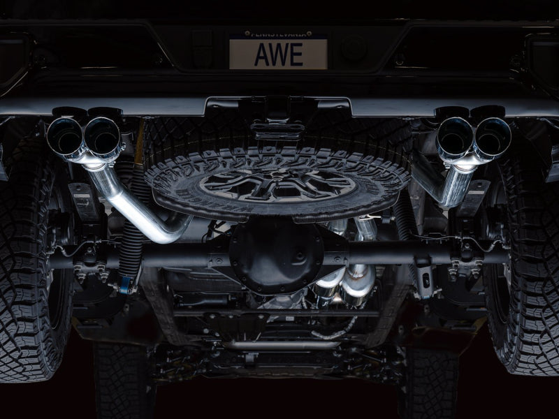 AWE Tuning 3015-42284 22-23 GMC Sierra 1500 AT4X 6.2L 0FG Catback Split Dual (Flat Bumper) - Chrome Silver Tips