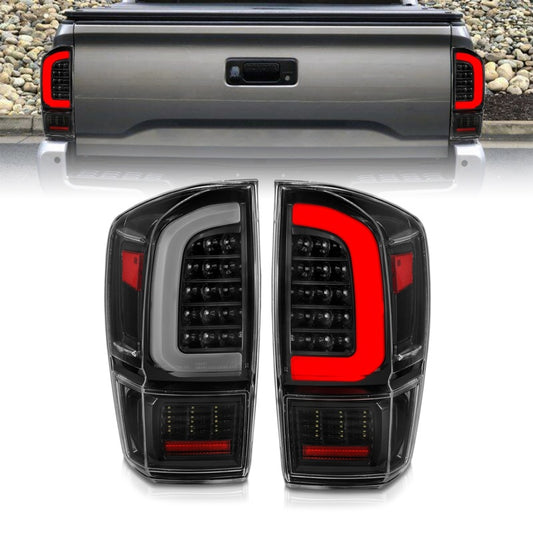 ANZO 311400 16-21 Toyota Tacoma LED Tail Lights - w/ Light Bar Sequential Black Housing & Clear Lens