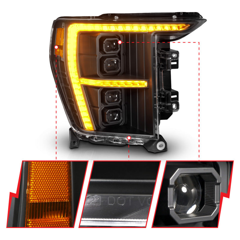 ANZO 111593X-R 21-23 Ford F-150 (w/Factory Halogen) Z-Series Full LED Proj Headlights - Pass. Side ONLY