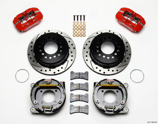 Wilwood 140-11398-DR Dynapro Low-Profile 11.00in P-Brake Kit Drill-Red Chevy 12 Bolt 2.75in Off w/ C-Clips
