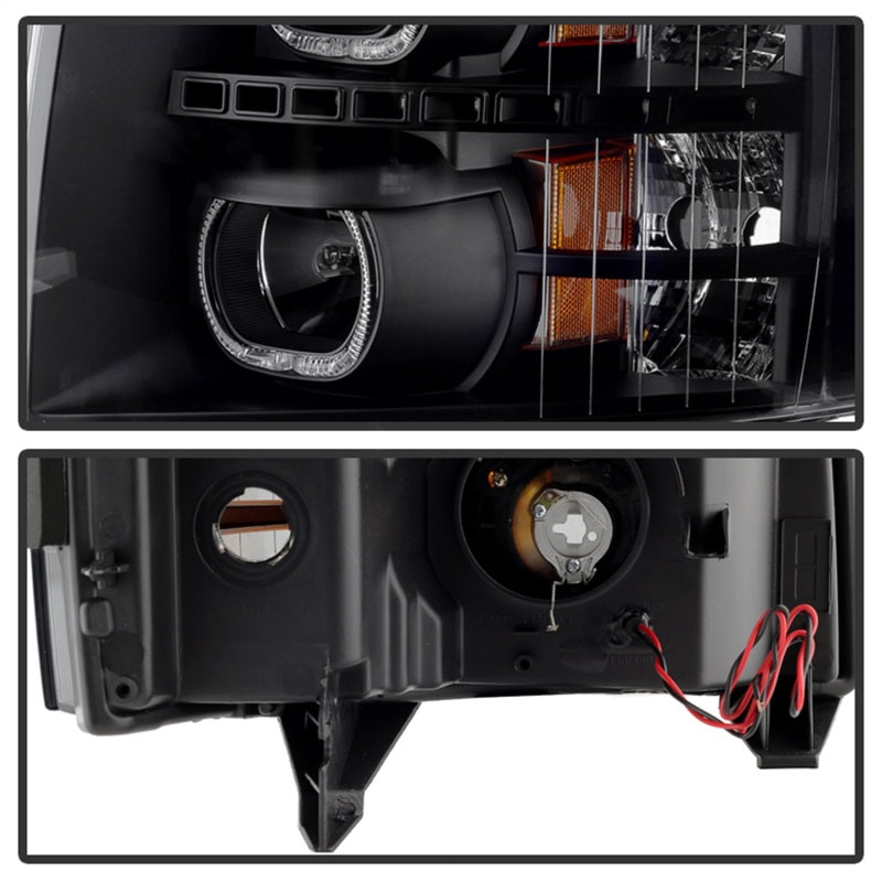 SPYDER 9032189 Xtune Chevy Silverado 1500/2500/3500 07-13 LED Halo Projector Headlights Black PRO-JH-CSIL07-CFB-BK
