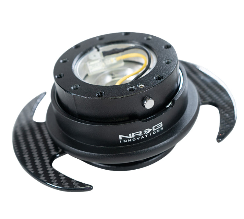 NRG SRK-650CF Quick Release Kit Gen 3.0 - Black Body / Black Ring w/ Carbon Fiber Handles