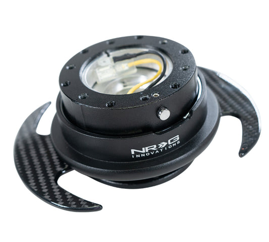 NRG SRK-650CF Quick Release Kit Gen 3.0 - Black Body / Black Ring w/ Carbon Fiber Handles
