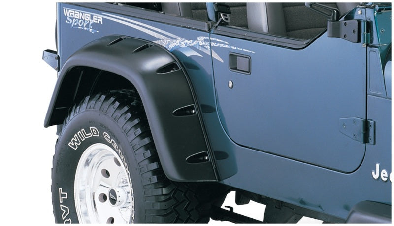 Bushwacker 10909-07 87-95 Jeep Wrangler Cutout Style Flares 4pc Cutting Optional Not Renegade - Black