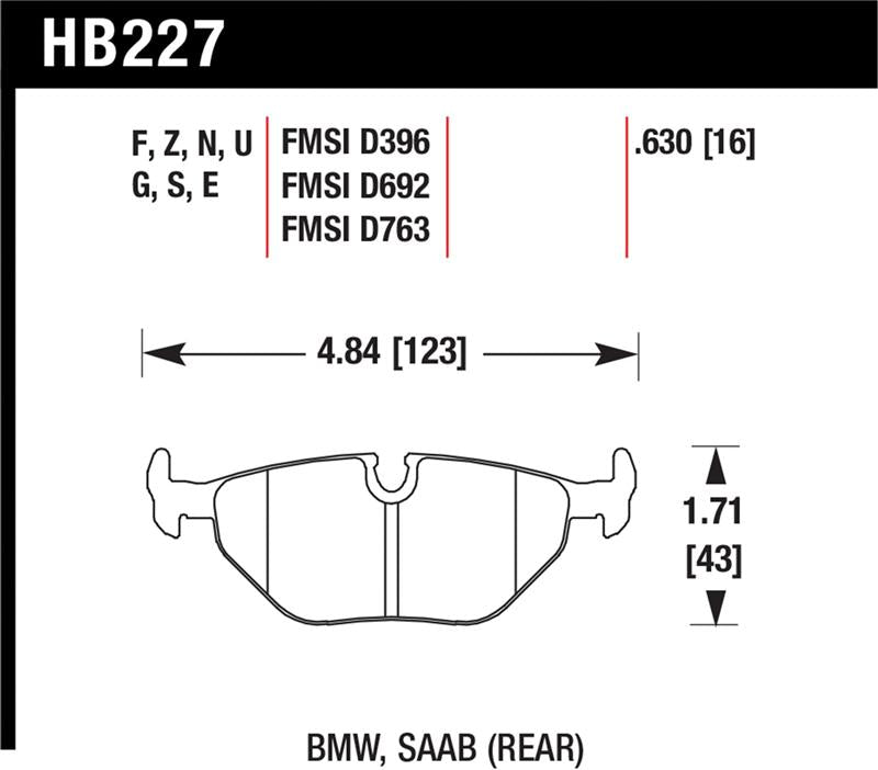Hawk Performance HB227N.630 Hawk 95-99 BMW M3 E36 HP+ Street Rear Brake Pads