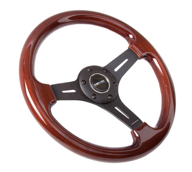 NRG ST-015-1BK Classic Wood Grain Steering Wheel (330mm) Wood Grain w/Matte Black 3-Spoke Center