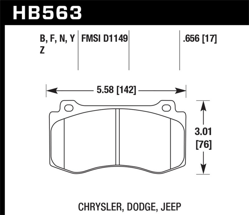 Hawk Performance HB563F.656 Hawk 06-07 Dodge Magnum SRT8 / 06-09 Challenger SRT8 / 05-07/09 Chrysler 300 C SRT8 HPS Street Front