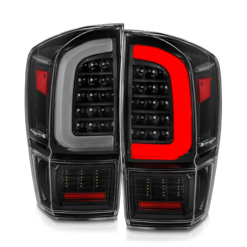 ANZO 311400 16-21 Toyota Tacoma LED Tail Lights - w/ Light Bar Sequential Black Housing & Clear Lens
