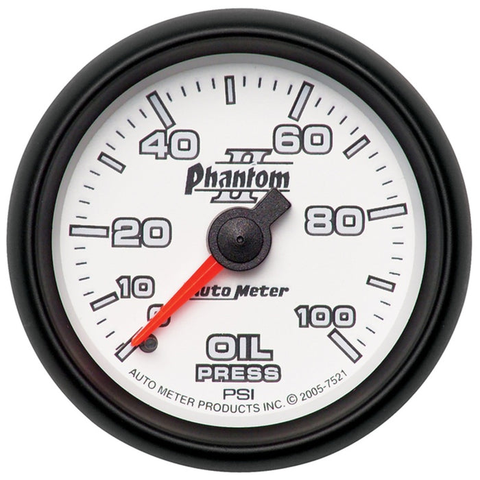 AutoMeter 7521 Autometer Phantom II 52.4mm Mechanical 0-100psi Oil Pressure Gauge