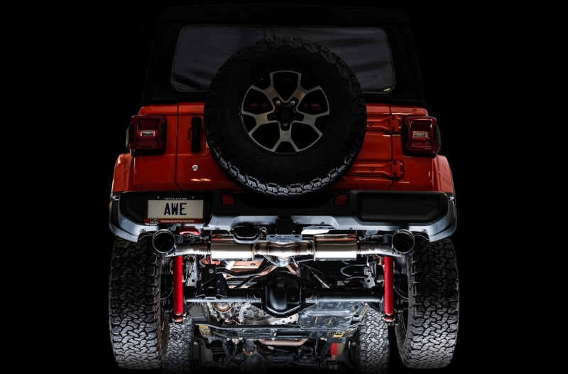 AWE Tuning 3015-33001 2018+ Jeep Wrangler JL/JLU Tread Edition Axle-Back Dual Exhaust - Diamond Black Tips