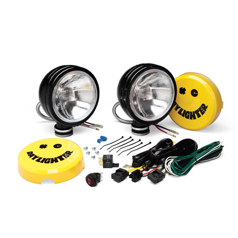 KC HiLiTES 234 Daylighter 6in. Halogen Light 100w Spread Beam (Pair Pack System) - Black SS