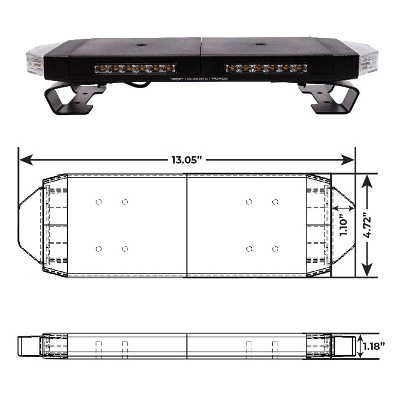 Putco 950116 16in Hornet Light Bar - (Amber) LED Stealth Rooftop Strobe Bar