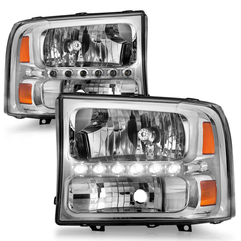 ANZO 111088 2000-2004 Ford Excursion Crystal Headlights Chrome w/ LED 1pc