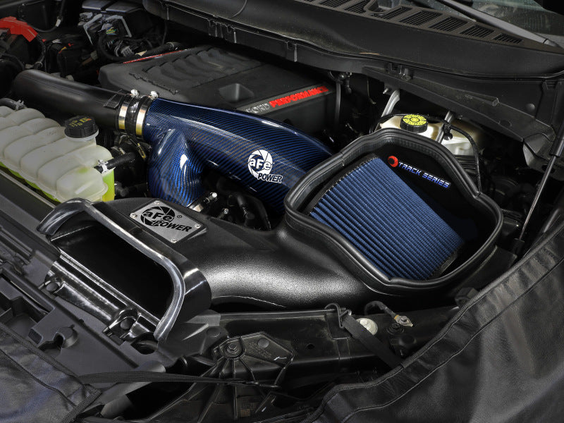 aFe 57-10031RL 17-24 Ford F-150 Track Series Blue Kevlar Carbon Fiber C/A Intake System w/Black Pro 5R Filter