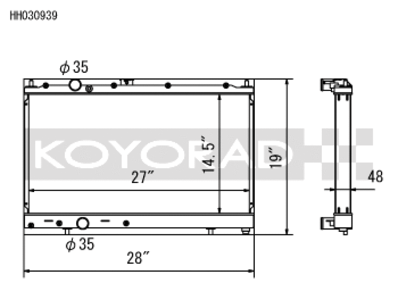 Koyo HH030939 97-00 Mitsubishi Evolution 4/5/6 Turbo (MT) Radiator *For use with 03-07 Evo Fan Shroud ONLY*