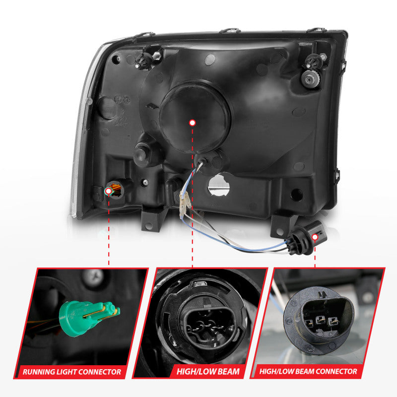 ANZO 111550 99-04 Ford F250/F350/F450/Excursion (excl. 99) Crystal Headlights - w/ Light Bar Chrome Housing