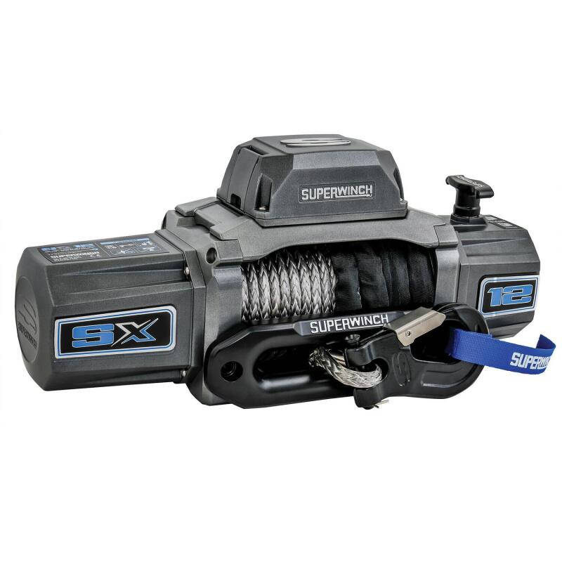 Superwinch 1712201 12000 LBS 12V DC 3/8in x 80ft Synthetic Rope SX 12000SR Winch - Graphite