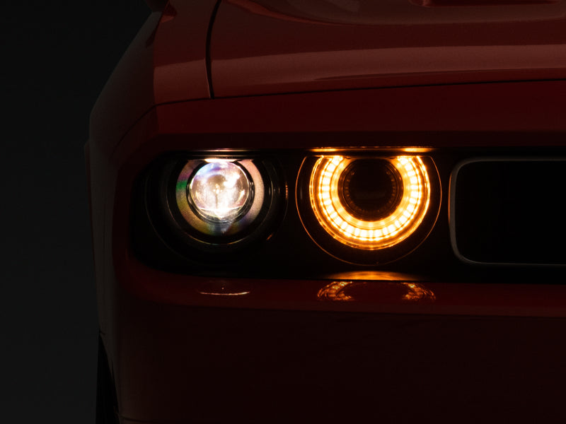Raxiom CH3761 08-14 Dodge Challenger Halo Projctr Headlights w/Sequential Turn Signals-Blk Hsng(Clear Lens)