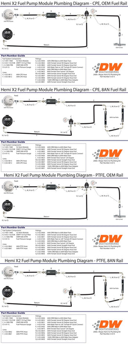 DeatschWerks 6-614 2006+ Hemi X2 Series Pump Module -8AN Feed w/ -6AN Return PTFE Plumbing Kit