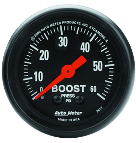 AutoMeter 2617 Autometer Z Series 52mm 0-60 PSI Mechanical Boost Gauge