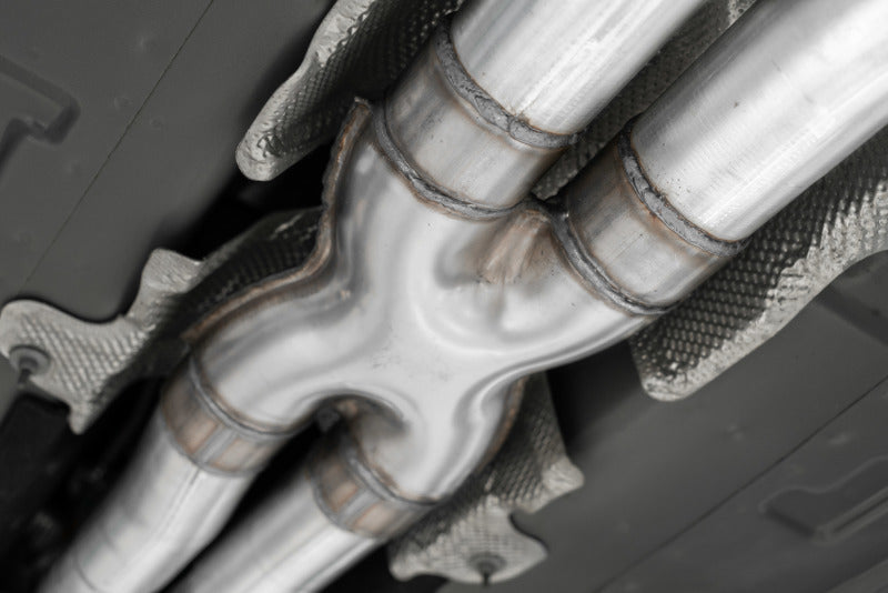 MBRP S71153CF 15-16 Dodge Challenger RT 5.7L T304 SS 3in Dual Rear Cat-back CF Quad Tips - Street