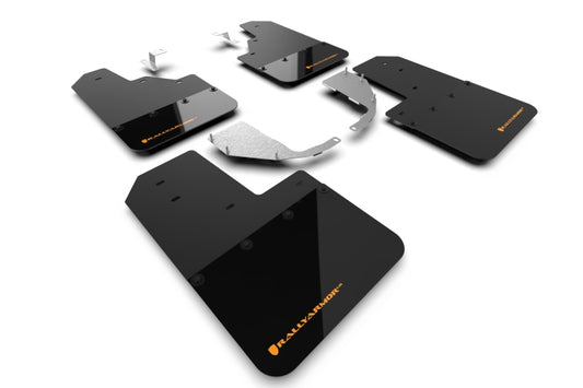 Rally Armor MF85-NO-ST-COR 21-25 Ford Bronco (Steel Bmpr - NO Rptr/Sprt - NO RR/RB) Blk Mud Flap w/Cy Orange Logo