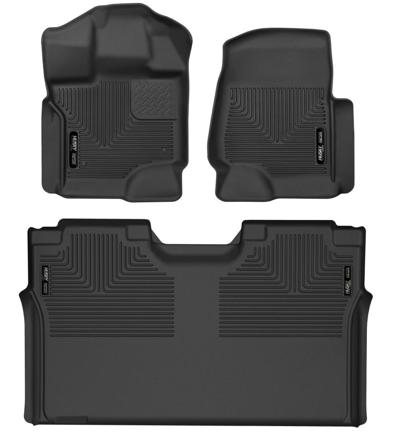Husky Liners 53498 15-23 Ford F-150 SuperCrew Cab X-Act Contour Front & 2nd Row Seat Floor Liners - Black