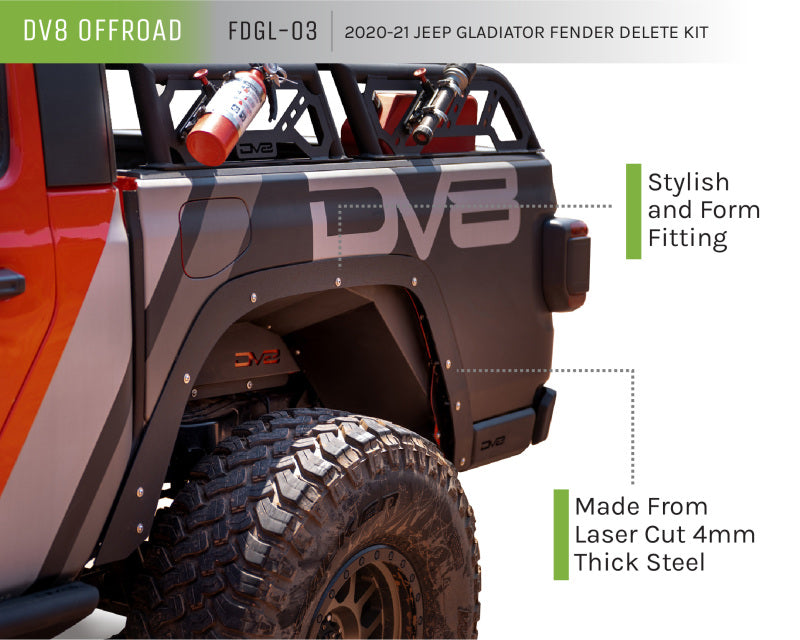 DV8 Offroad FDGL-03 20-21 Jeep Gladiator Fender Flare Delete Kit