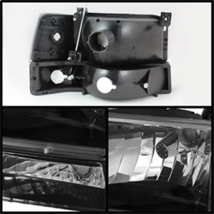 SPYDER 5073136 xTune Ford F150/Bronco 92-96 Headlights w/Corner Bumper 6pcs Amber- Black HD-JH-FB92-SET-AM-BK