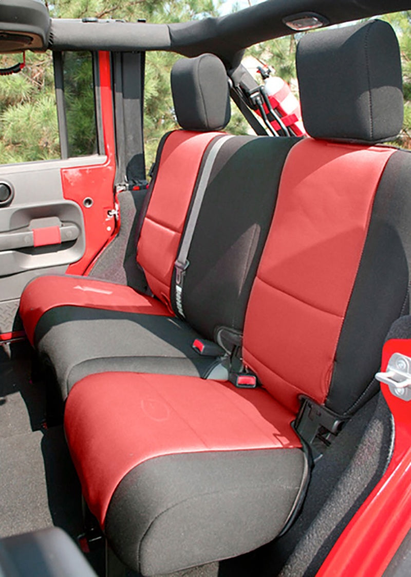 Rugged Ridge 13295.53 Seat Cover Kit Black/Red 07-10 Jeep Wrangler JK 4dr