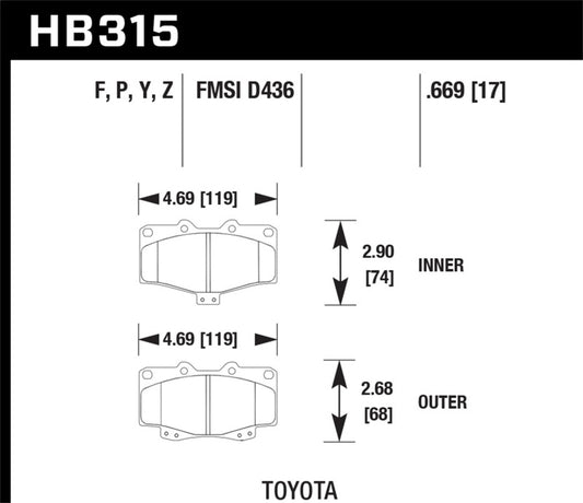Hawk Performance HB315F.669 Hawk HPS Street Brake Pads