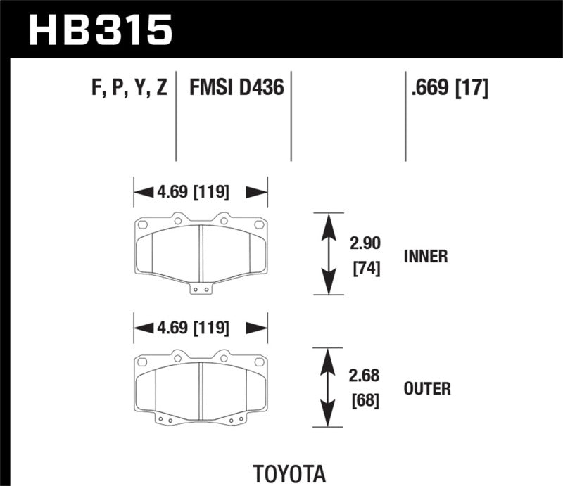 Hawk Performance HB315F.669 Hawk HPS Street Brake Pads