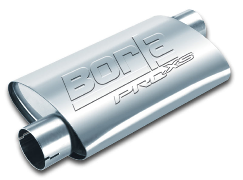Borla 400491 Universal PRO-XS Muffler Oval 3in Inlet/Outlet Offset/Offset Notched Muffler